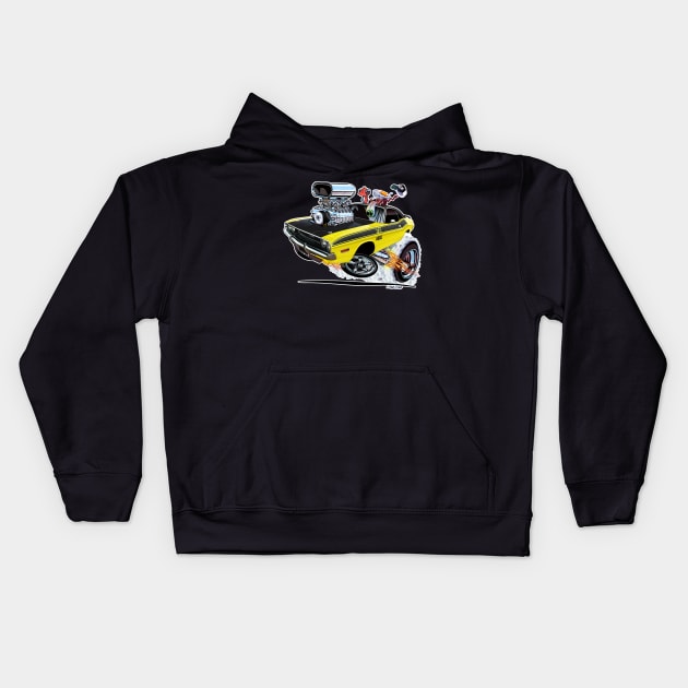 Vince Crain High Octane 1970 Dodge Challenger Kids Hoodie by vincecrain